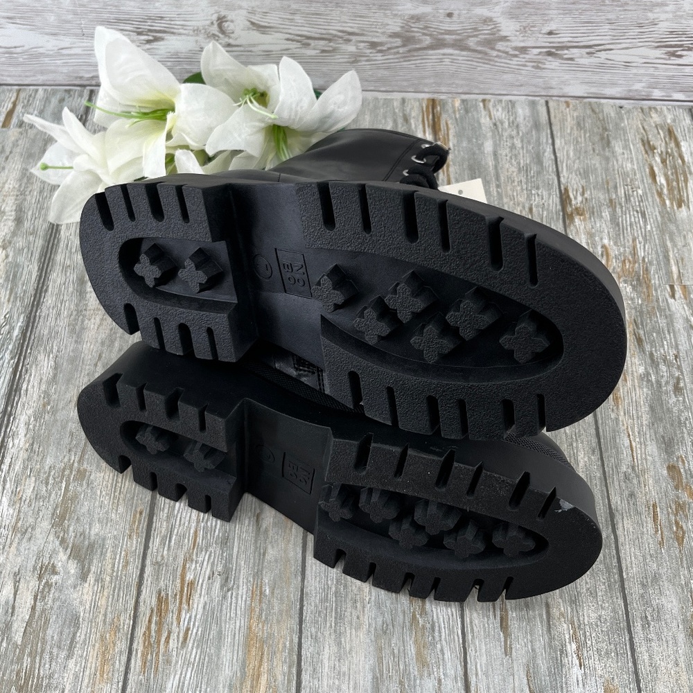 Lug Sole Combat Moto Boots Shoes Black Size 7 - Picture 6 of 11